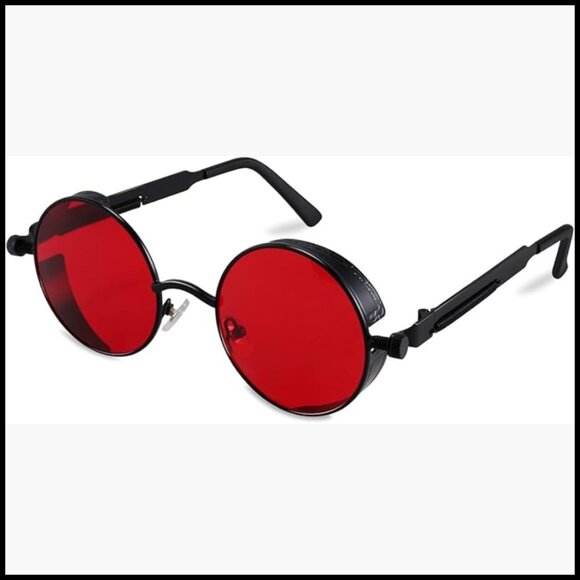 Retro Steampunk Sunglasses Round Metal Frame Punk Circle Inspired Shade main image 5